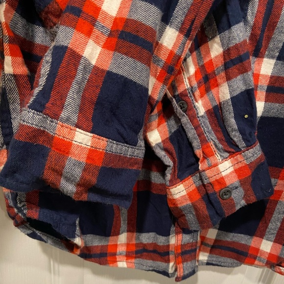 George Super Soft Red Blue Plaid Flannel Button Down Shirt Pockets Size S - Picture 4 of 12